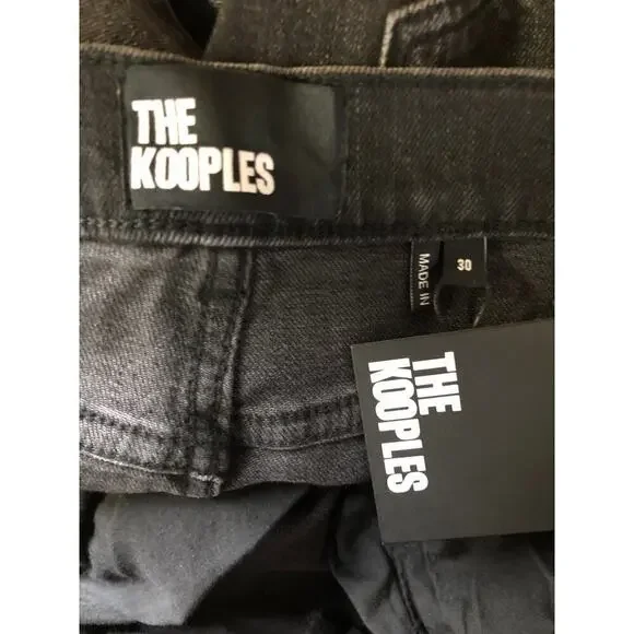 The Kooples Moto Jeans Slim Fit 90s Denim Dark Wash Black NWT Mens FR30